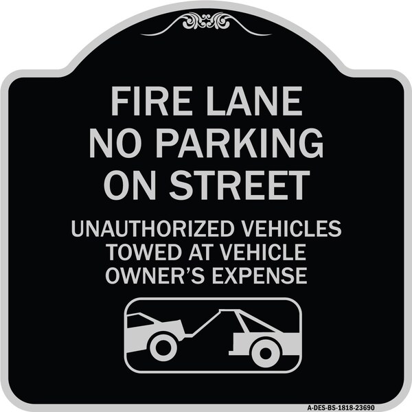 Signmission No Parking on Street Unauthorized Vehicles Towed at Vehicle Owners Expense, A-DES-BS-1818-23690 A-DES-BS-1818-23690 - main